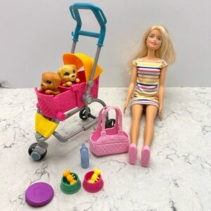 Mattel Barbie Stroll 'N Play Pups Playset Stroller Dogs Almost Complete